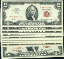 FR. 1513 $2 1963 Legal Tender Currency Pack A-A Block Gem CU - 15pc CONSEC Lot picture