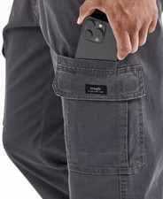 Men's Wrangler cargo pants w/ stretch relaxed fit Anthracite Grey CHOOSE SIZE picture