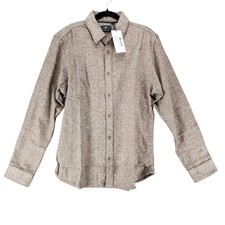 Vustra Shirt Mens Large Brown Chestnut Herringbone Long Sleeve Button Up *NWT* picture