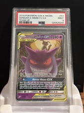 2019 POKEMON SUN & MOON TEAM UP #53 GENGAR & MIMIKYU GX PSA 9 picture