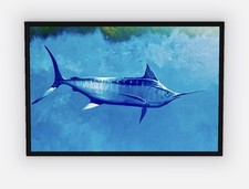 Blue Marlin 20 x 30 framed Artist Embellished Canvas Print. picture