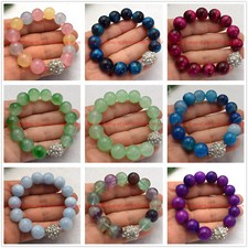 Huge 14mm Natural Multicolor Gemstone Round Beads Gemstone Bracelet 7.5