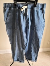 Buffalo David Bitton Women's Light Blue Cropped Denim Jogger Pants XL 0059 picture