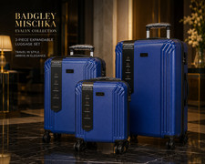 Badgley Mischka Evalyn Collection 3-Piece Hardside Luggage Set Blue Expandable picture