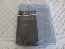 NIP Martex BLUE LOOM WOVEN Cotton TWIN BLANKET - 66