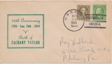 Naval Cover USS Relief 9/24/1934 Portsmouth Virginia Birth of Zachary Taylor picture