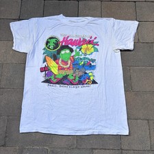 Vintage Gecko in Hawaii T-Shirt Size Large 90s Neon Graphic Surf Single Stitch picture