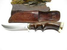 VINTAGE 1950-60 SOLINGEN GERMANY FINGER HOLD BEAUTIFUL WOOD HANDLE SKINNER KNIFE picture