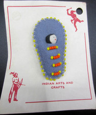Vintage Handmade Native American Indian Mini Papoose Seed Bead Pin Brooch Blue picture
