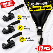 12 Pack Universal Quick Fix Zipper Repair Kit Detachable Slider Replacement picture
