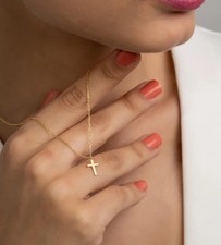 Cross Necklace for Women 18K Real Gold Silver Plated Dainty Small Cross Pendant picture