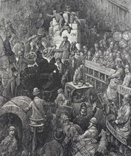 LONDON: A PILGRIMAGE 1873 ~A CITY THOROUGHFARE by  GUSTAVE DORE Harper's Wkly picture