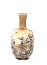 1930's Japanese Satsuma Earthenware Mini Vase Flower Butterfly Marked picture