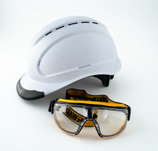 Radians Combo- HYPEMAN Ratchet Vented  Cap Style Hard Hat + DEWALT Safety Goggle picture