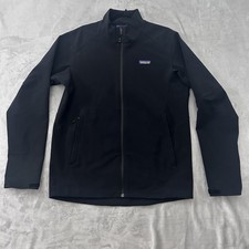 Patagonia Adze Jacket Mens Medium Black Full Zip Soft Shell Lined Wind Outdoor picture