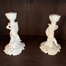 Candle holders, porcelain, Rococo style, late 19th - mid 20th century. Italian picture