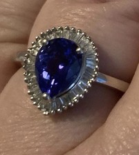 ~ Rhapsody Stunning AAAA Tanzanite E-F Diamond 950 Platinum Halo Ring 2.05 ctw ~ picture