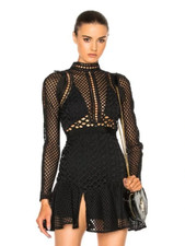 Self Portrait Hall Mini Dress in Black Size 0 picture