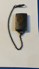 VTG/Antique Silver/Gold Plated N Inlay Beltogram by Hickok Watch Fob with Chain picture