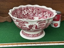 Lg. ANTIQUE PINK COPELAND SPODE TOWER FOOTED PUNCH / FRUIT BOWL picture