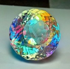 38.30+ CT Rainbow Color Round Cut Natural Mystic Topaz Certified Loose Gemstone picture