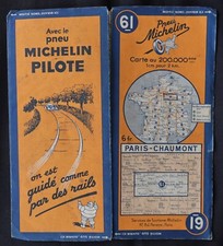 Map MICHELIN 61 PARIS CHAUMONT 1939 Guide Bibendum tire tyre map picture
