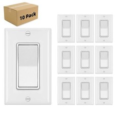 10 Pack Decorator Paddle Rocker Light Switch Residential Grade,15A 120V/277V picture