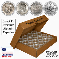 50 Direct-Fit Airtight H38 Coin Capsules Holders For MORGAN / PEACE / IKE DOLLAR picture