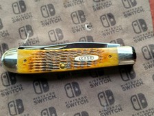 Vintage ​1996 Case XX 4 Dot Trapper 6254 SS Amber Bone Two Blade Pocket Knife picture
