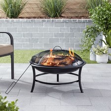 26-Inch Round Black Iron Wood-Burning Outdoor Fire Pit picture