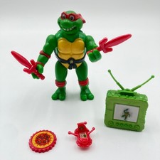 Vtg 1992 TMNT Toon Raphael Action Figure Playmates Toys Head Spin 100% Complete picture