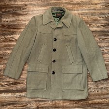 Vtg Pendleton Wool Jacket Peacoat Trench Large XL Olive 50s 60s USA Made EUC  picture