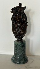 Vintage Bronze Bust of a Woman, Rose Beuret, in Floral Hat after Aguste Rodin picture