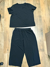 SHEIN Black 2-Piece Lounge Set Crop Top Wide Leg Pants XL NWOT picture