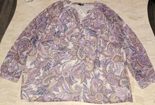 Talbots Plus Pink/Purple Multicolor Paisley Floral  Size 1X New With Tags picture