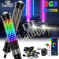 Pair 1FT Laser Fat Whip Light RGB Spiral Antenna Chasing For Can-am X3 ATV UTV picture