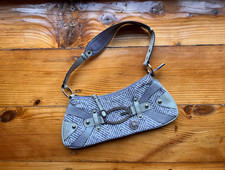 Vintage GUESS Y2K Purple Gray Tweed Shoulder Bag Rhinestone Silver Buckle Purse picture