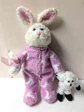 Galerie Plush Bunny Rabbit in Pink PJs Holding Baby Lamb picture