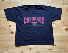 VTG Colorado Men's T-Shirt Size XL Skiing Graphic Print Blue Single Stitch picture