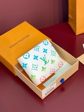 Luis Style White Multicolor Monogram Bifold Wallet Mens Leather New picture