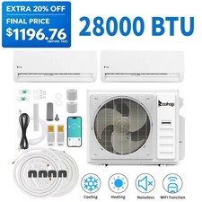 28000 BTU 2 Zone AC Ductless Mini Split Air Conditioner  with Heat Pump (9K+18K) picture