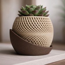 Modern Succulent Planter with Drip Tray 4in Woven Texture Boho Pot 3D Printed picture