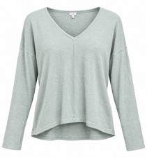 J. Jill Women's Petites Green Solid V-Neck Knit Pullover Sweater Long Sleeve picture