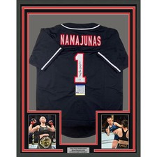 Framed Autographed/Signed Thug Rose Namajunas 35x39 Jersey Shirt PSA COA picture