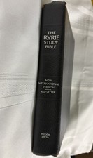 Vintage Ryrie Study Bible NIV Red Letter Moody Press Gray Bonded Leather 1984)  picture