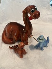 Vtg KREISS & Co. Psycho Ceramic Dinosaur and babies Brontosaurus Rhinestone Eyes picture