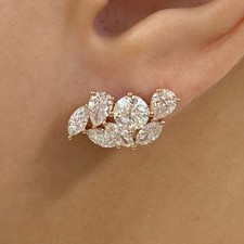 4.3ct F/VS2 Round Cut Lab Created Diamond Rose Gold Studs Earrings Certified picture