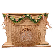 Vintage artisan 1:12 Dollhouse miniature Victorian Fireplace + screen plaster picture