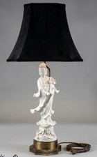Vintage Chinese Blanc De Chine Porcelain Guanyin Kwanyin figurine lamp picture