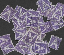 Postage Stamps For Crafting: 1942 3c Win The War - V & Eagle; Purple; 50 Pieces picture